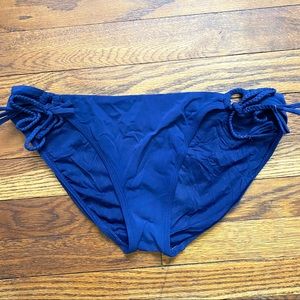 Robin Piccone blue bikini bottoms with side tie tassels size Large